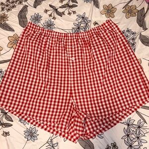 SHEIN Red Checkered Women's Shorts